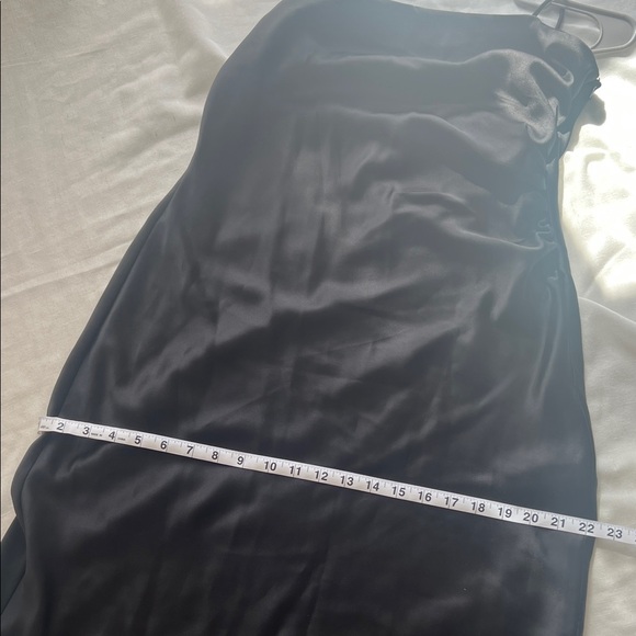 Minimalist Black Satin Maxi Slip Dress with Double Spaghetti Straps - Picture 8 of 8